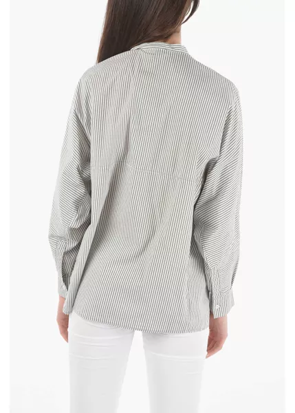 Camasi casual Woolrich Striped Oversized Shirt With Breast Pocket Gray Femei (BM 9534983) 2