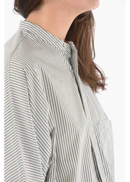 Camasi casual Woolrich Striped Oversized Shirt With Breast Pocket Gray Femei (BM 9534983) 3