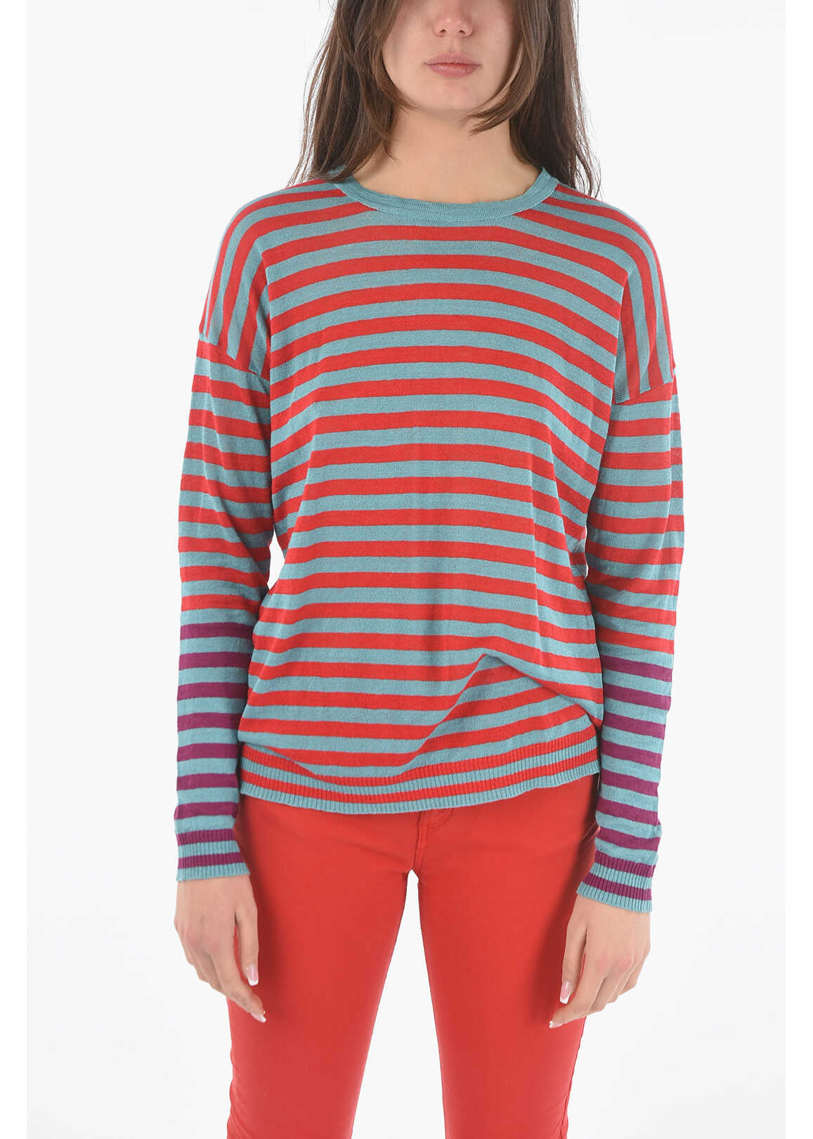 Woolrich Striped Two-Tone Flax Sweater Blue