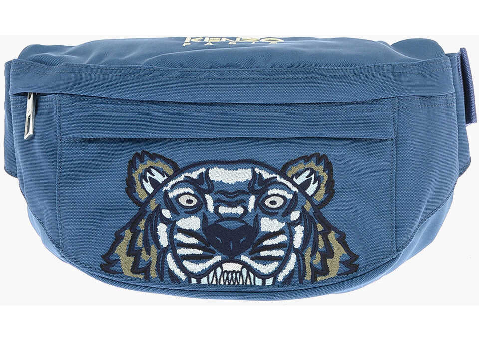 Kenzo Front Embroidered Tiger Pouch Blue
