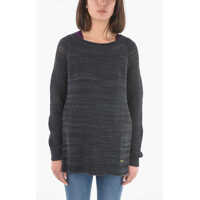 Pulovere Perforated Crew-Neck Sweater With Side Split-Hem Femei