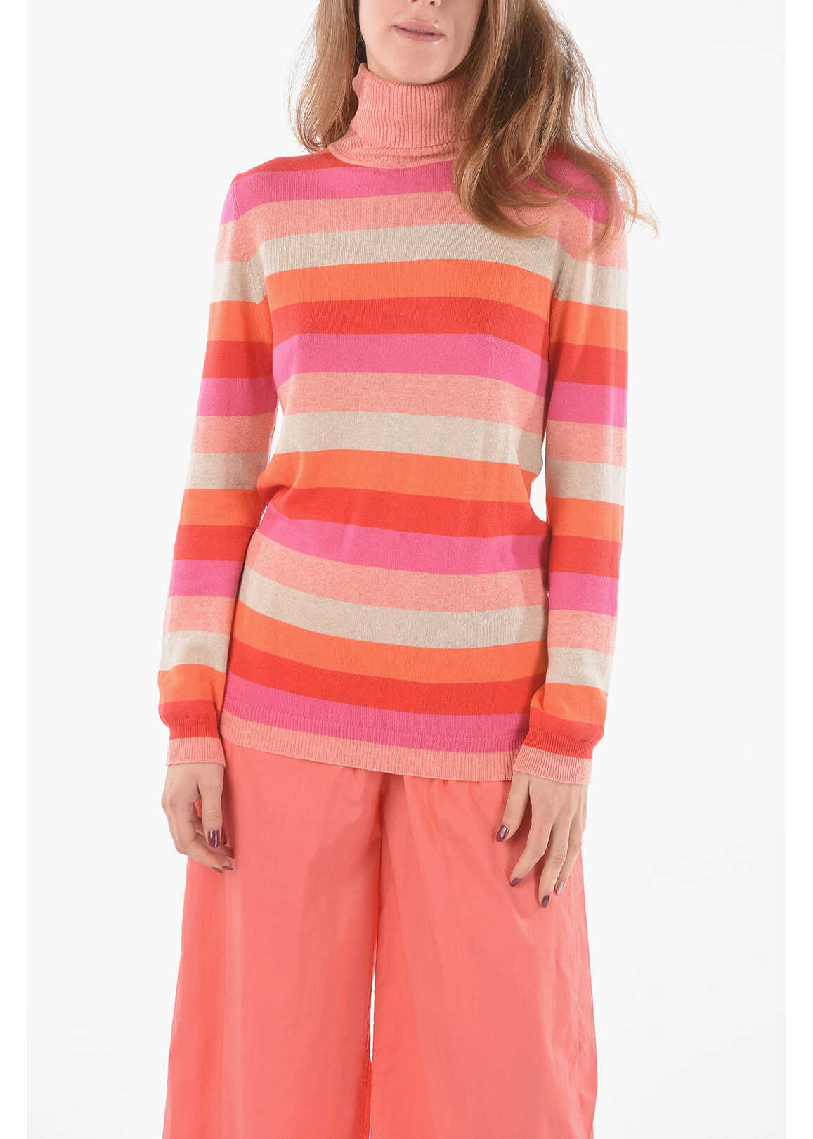 Woolrich Roman Striped Cotton And Cashmere Turtleneck Sweater Multicolor