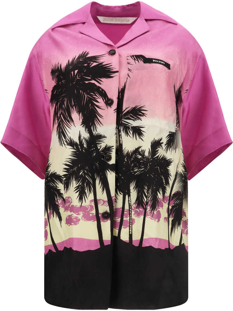 Palm Angels Bowling Shirt PURPLE BLACK