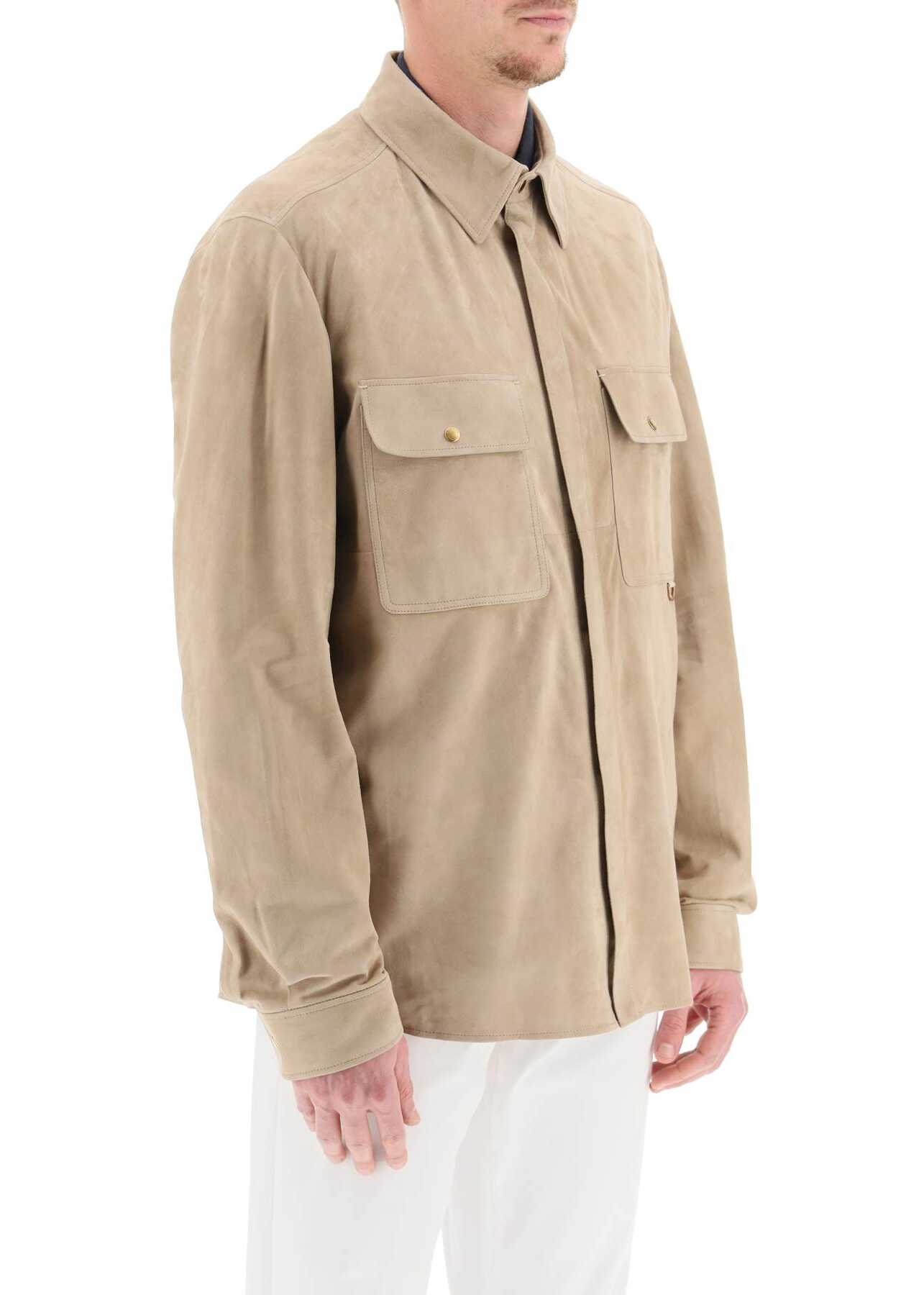 Agnona Suede Overshirt STONE