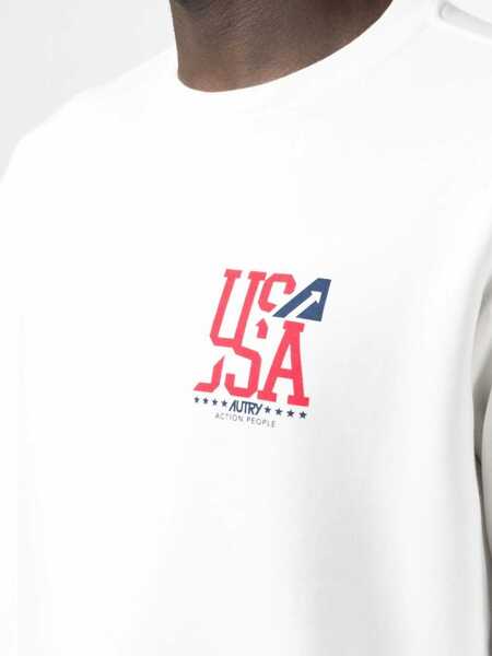 Hanorace AUTRY Printed Cotton Sweatshirt WHITE Barbati (BM 9546653) 5