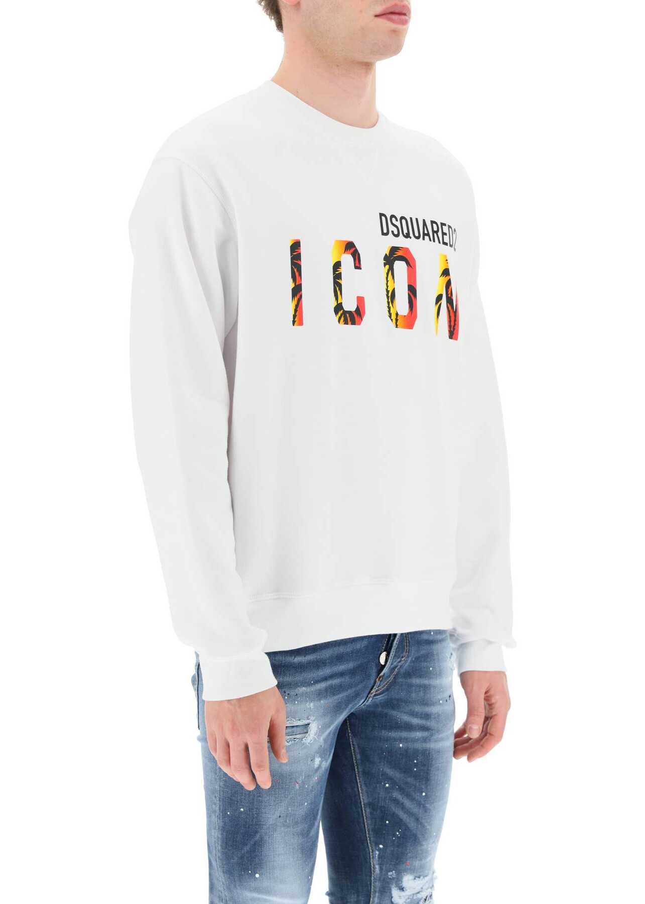 DSQUARED2 Icon Sunset Crewneck Sweatshirt WHITE