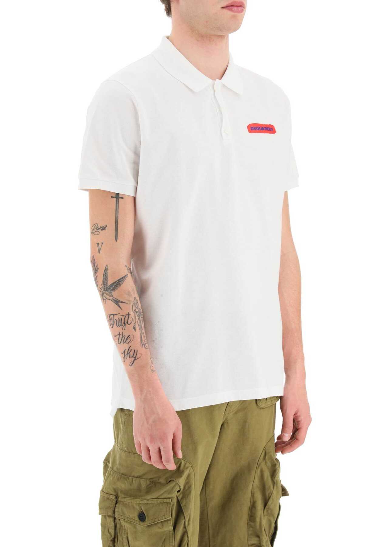 DSQUARED2 Logo Cotton Polo Shirt WHITE