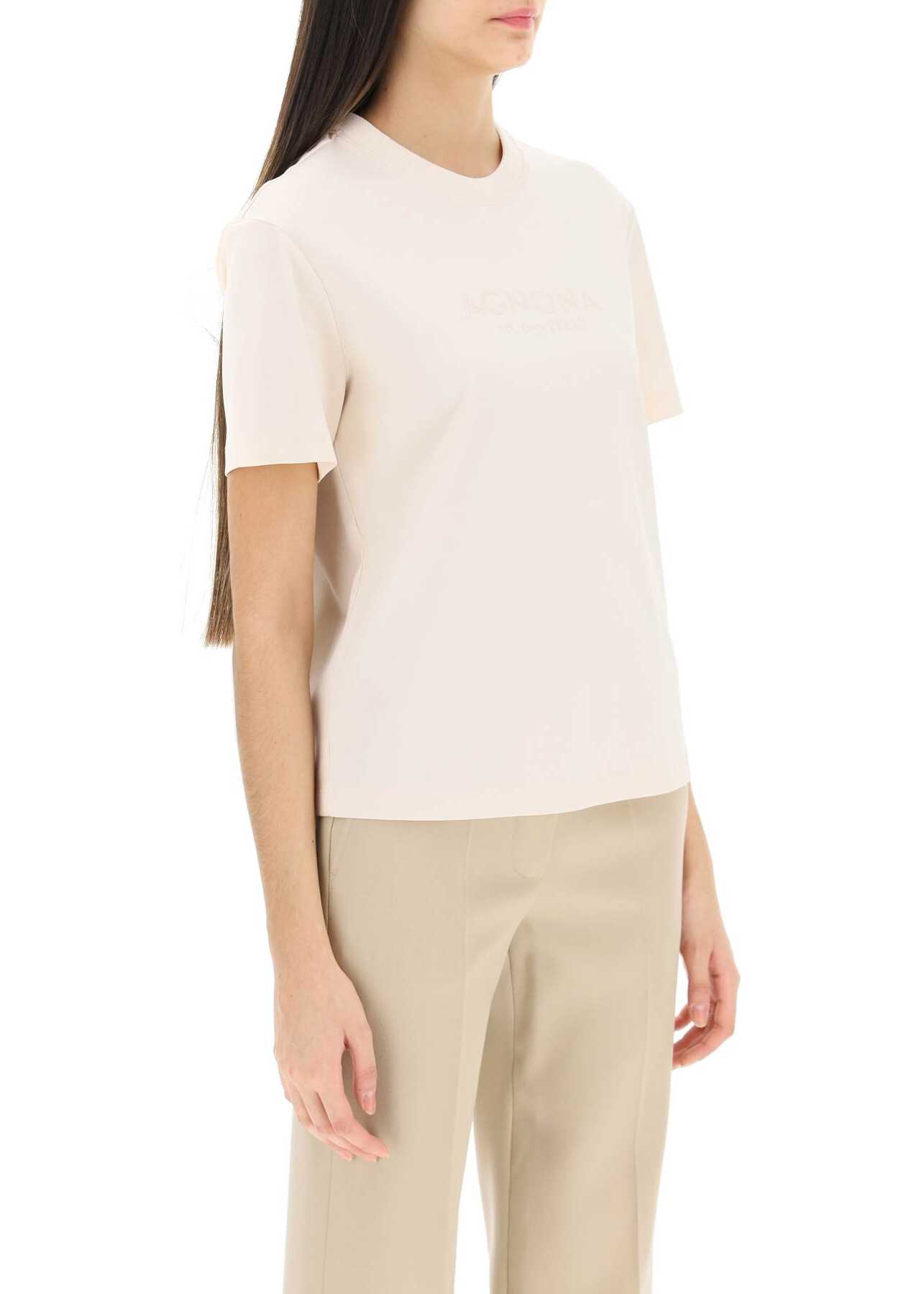 Agnona T-Shirt With Embroidered Logo SAND
