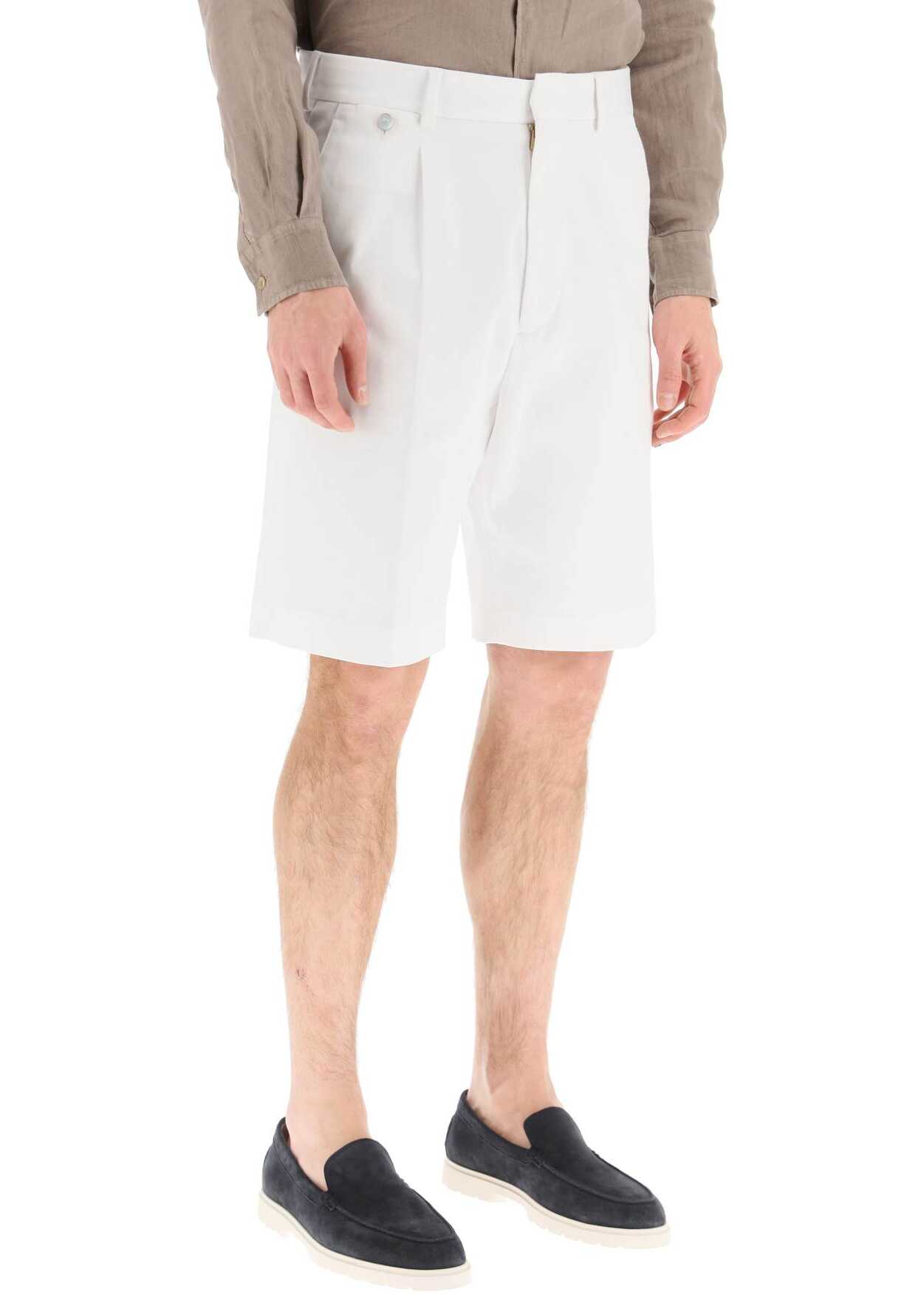 Agnona Single Pleat Cotton Shorts WHITE