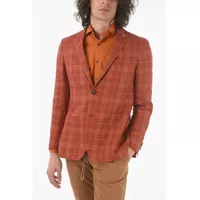 Sacouri Cc Collection Tartan Checked Linen Right 2-Buttons Blazer Wi Barbati