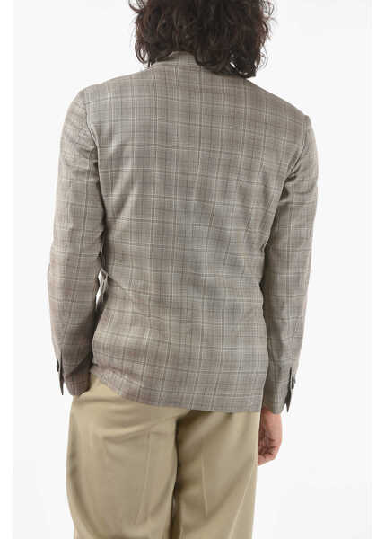 Sacouri CORNELIANI Plaid Checked 2-Buttons Sportswear Blazer With Side Vents Gray Barbati (BM 9549248) 2