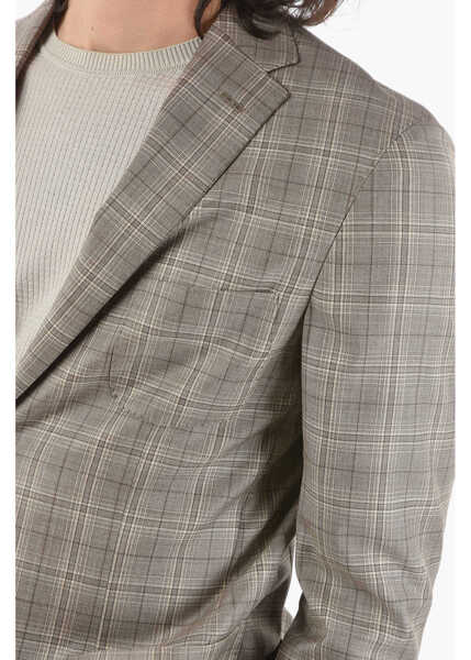Sacouri CORNELIANI Plaid Checked 2-Buttons Sportswear Blazer With Side Vents Gray Barbati (BM 9549248) 3