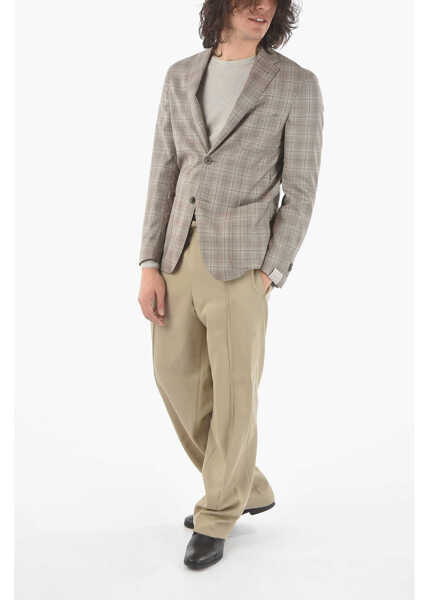 Sacouri CORNELIANI Plaid Checked 2-Buttons Sportswear Blazer With Side Vents Gray Barbati (BM 9549248) 4