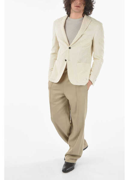 Sacouri CORNELIANI Crochet Motif Sportswear 2-Buttons Blazer With Patch Pockets White Barbati (BM 9551009) 4