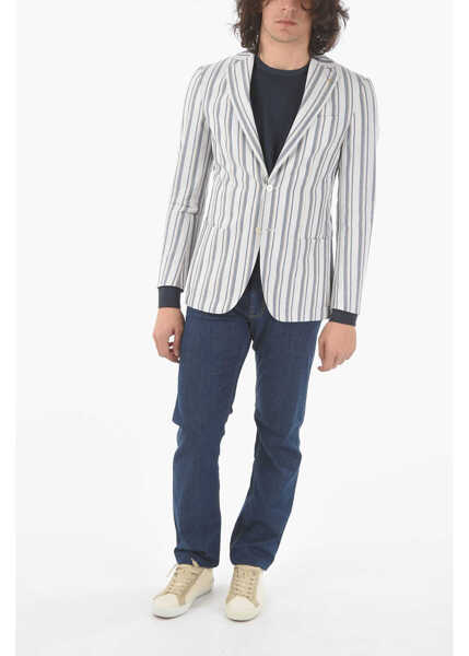 Sacouri elegante CORNELIANI Cc Collection Pencil Striped Side Vents Notch Lapel Refined Multicolor Barbati (BM 9551084) 4