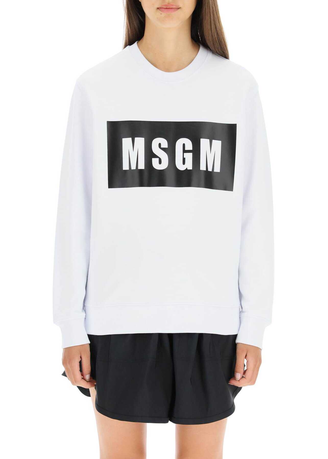 MSGM Logo Box Sweatshirt OPTICAL WHITE