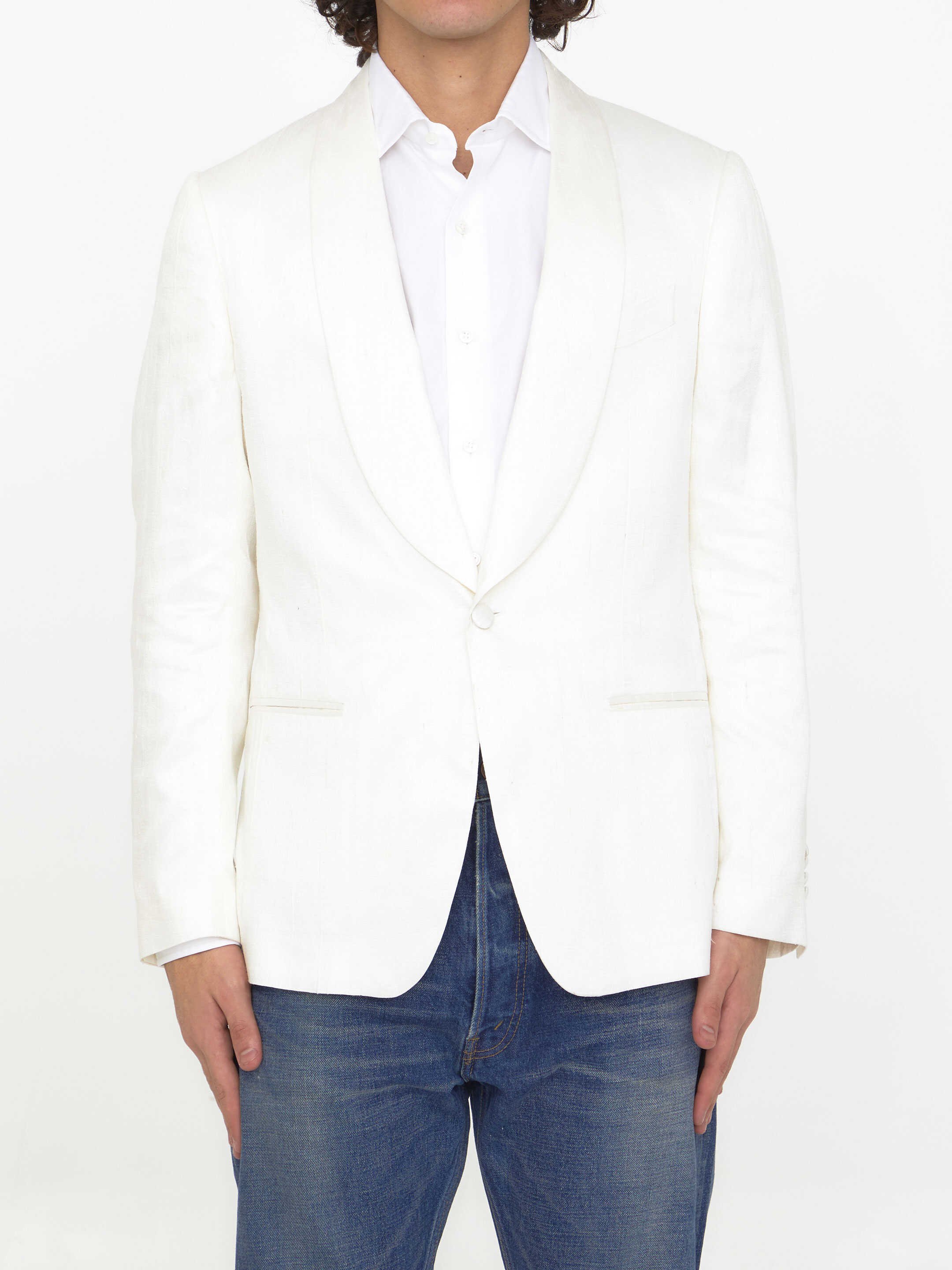 Lardini Silk Shantung Jacket White