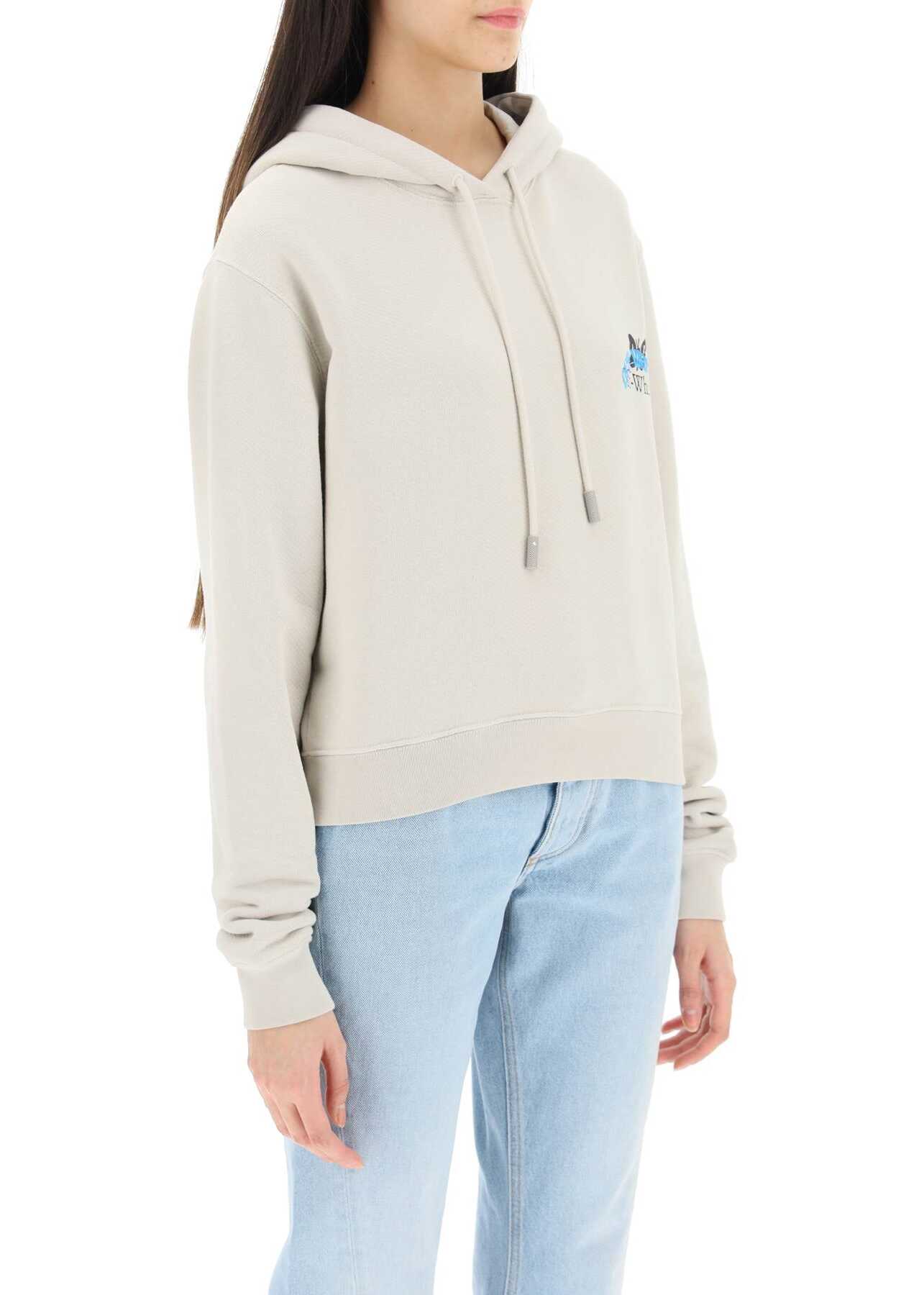 Off-White Butterfly Cropped Hoodie GREY LIGHT