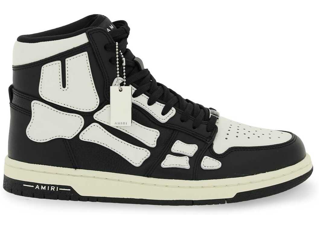 AMIRI Skel Hi-Top Leather Sneakers BLACK WHITE image