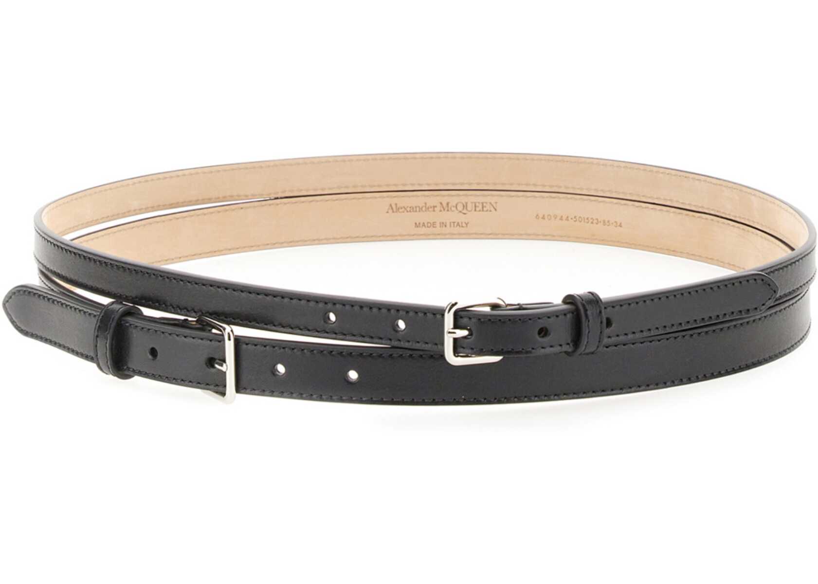 Alexander McQueen Double Belt. BLACK