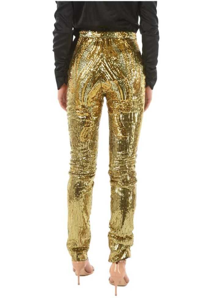 Pantaloni office Philipp Plein Couture Zipped Ankle Elegant Sequined Pants Gold Femei (BM 9561143) 2