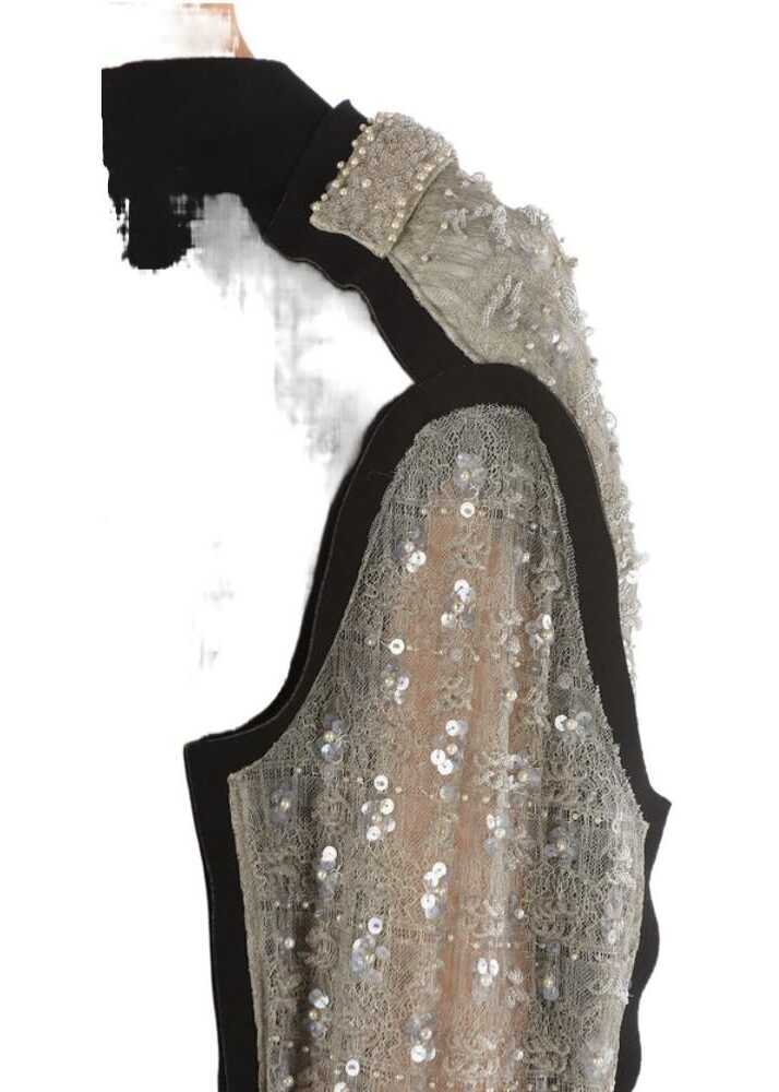 Rochii scurte Maison Margiela Beaded Sequined Back And Sleeve Midi Dress Black Femei (BM 9561146) 3