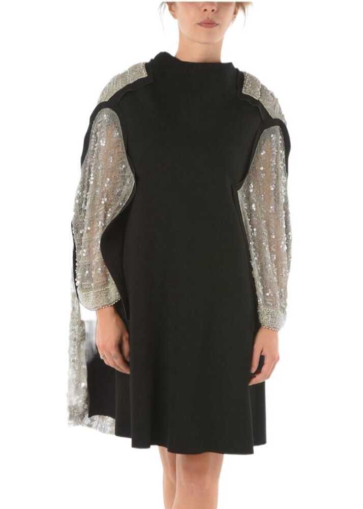 Rochii scurte Maison Margiela Beaded Sequined Back And Sleeve Midi Dress Black Femei (BM 9561146) 4