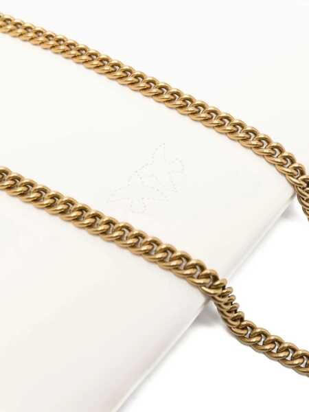 Genti de umar Pinko Leather Shoulder Bag BIANCO SETA-ANTIQUE GOLD Femei (BM 9561542) 4