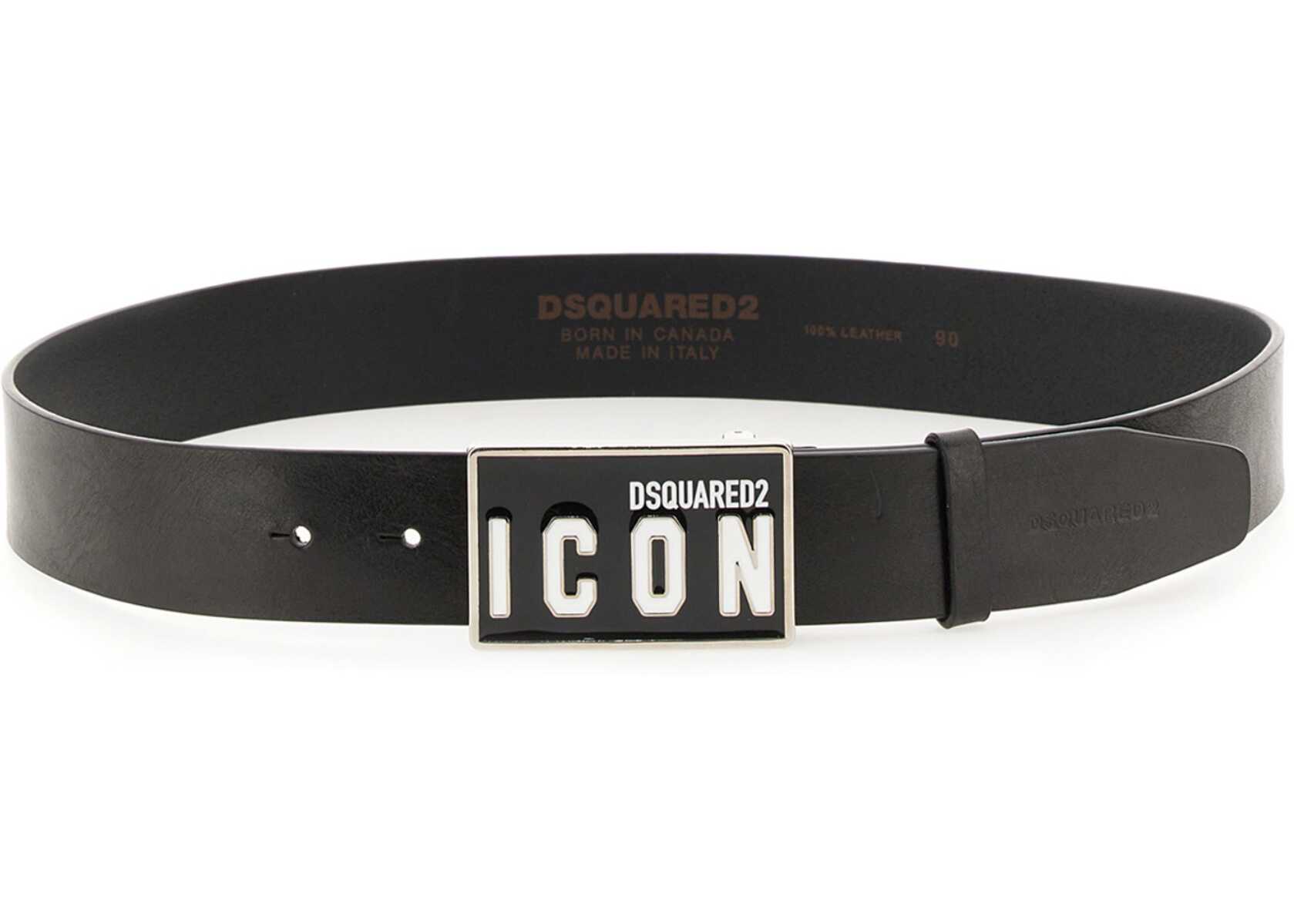 DSQUARED2 Belt With Logo Buckle BLACK