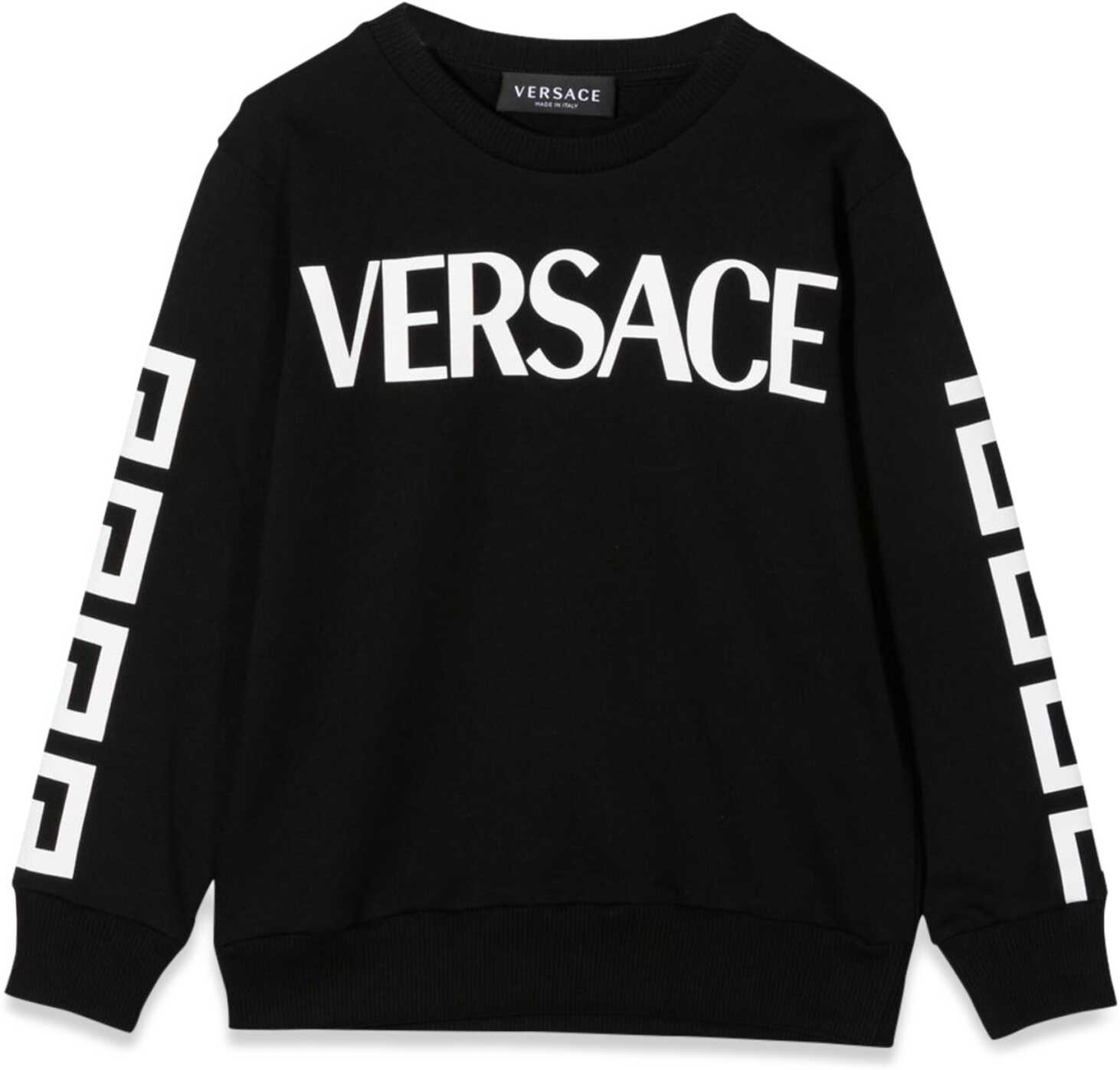 Versace Crewneck Sweatshirt Logo And Greek BLACK