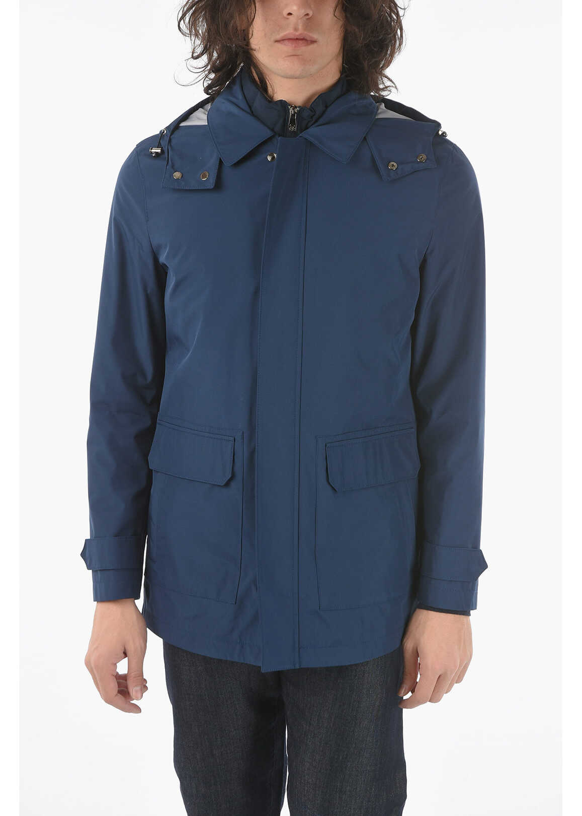 CORNELIANI Hooded Waterproof Jacket With Removable Inner Blue