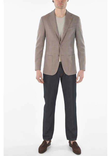 Sacouri elegante CORNELIANI Cc Collection Geometric Patterned Virgin Wool Refined 2-Butt Blue Barbati (BM 9565787) 4