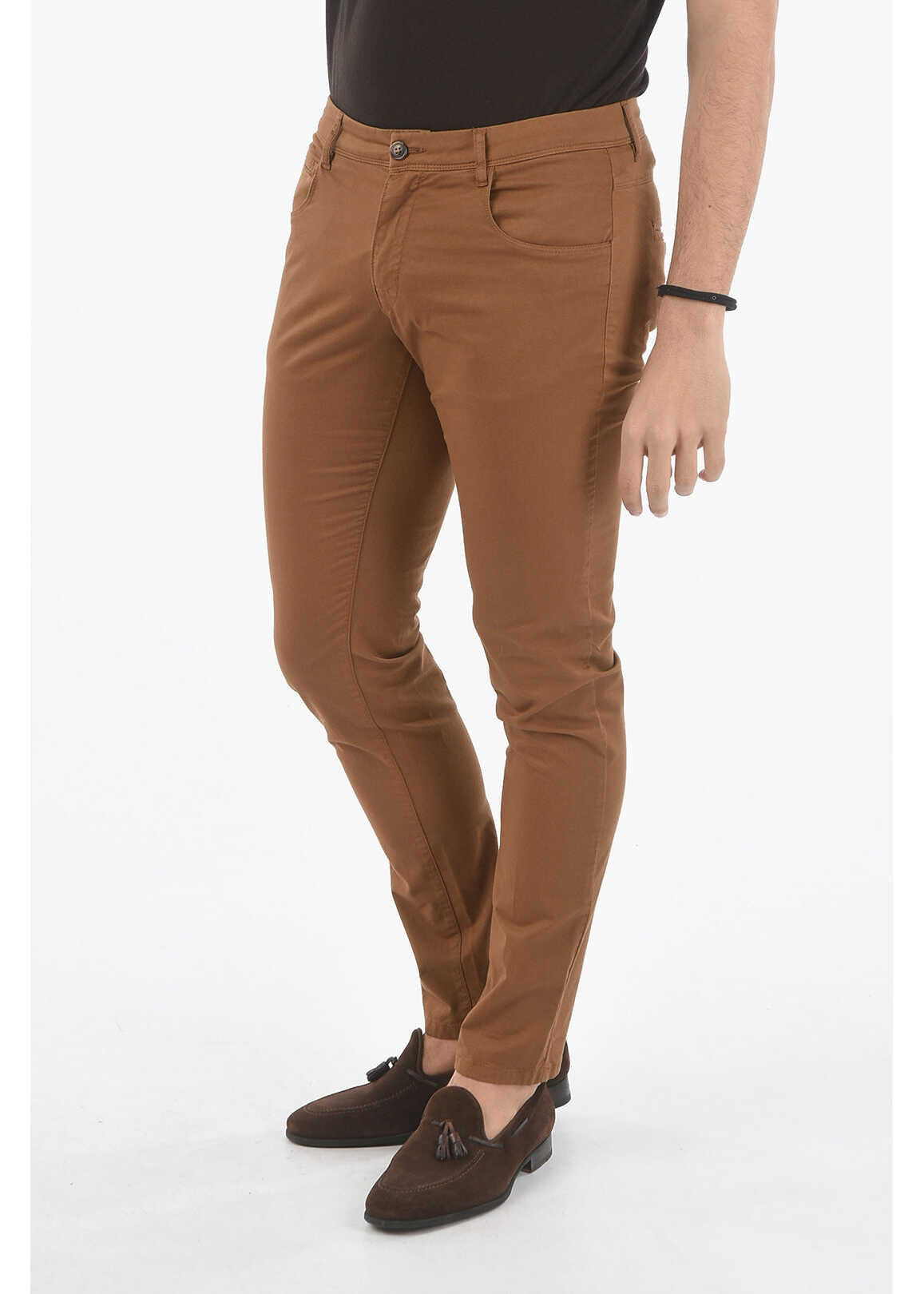 CORNELIANI Cc Collection 5 Pockets Solid Color Pants Brown