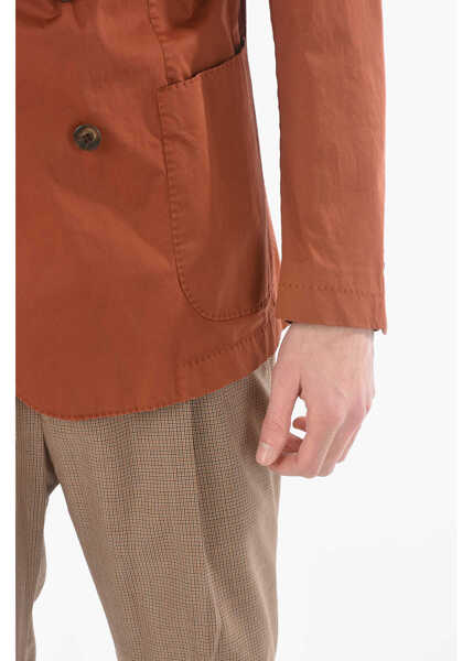 Sacouri elegante CORNELIANI Cc Collection Peak Lapel Cotton Double Breasted Jacket Brown Barbati (BM 9566303) 3