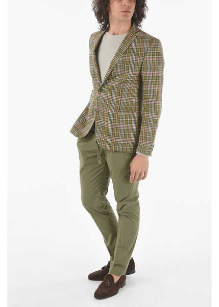 Sacouri elegante CORNELIANI Cc Collection Tartan Motif Flax Side Vents Notch Lapel Reset Green Barbati (BM 9566390) 4