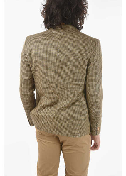 Sacouri elegante CORNELIANI Cc Collection Houndstooth Side Vents Notch Lapel Reset 2-But Beige Barbati (BM 9566687) 2