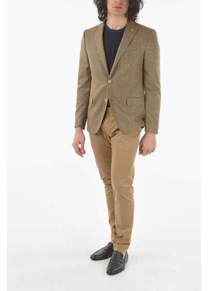 Sacouri elegante CORNELIANI Cc Collection Houndstooth Side Vents Notch Lapel Reset 2-But Beige Barbati (BM 9566687) 4