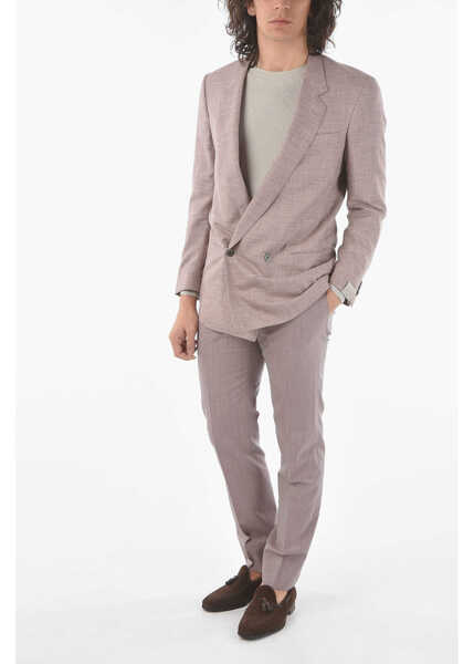 Sacouri CORNELIANI No Vent Notch Lapel Vogue Double-Breasted Blazer Violet Barbati (BM 9566885) 4