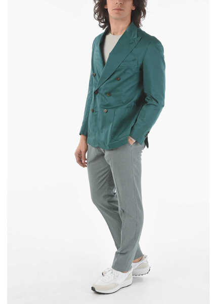 Sacouri elegante CORNELIANI Cc Collection Stretch Cotton Center Vent Peak Lapel Double-B Green Barbati (BM 9567080) 4