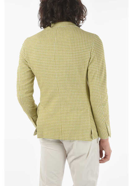 Sacouri elegante CORNELIANI Cc Collection Houndstooth Side Vents Notch Lapel Reset 2-But Green Barbati (BM 9567083) 2