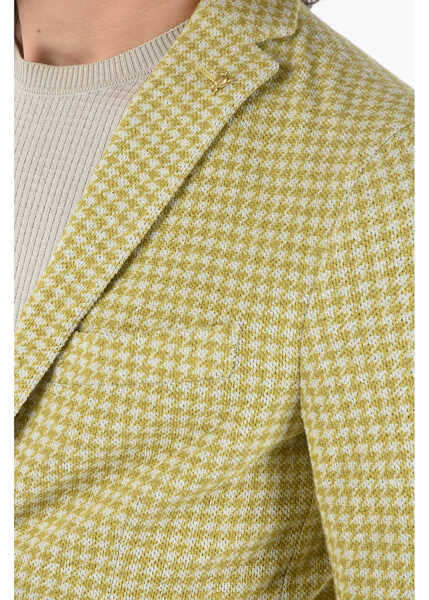 Sacouri elegante CORNELIANI Cc Collection Houndstooth Side Vents Notch Lapel Reset 2-But Green Barbati (BM 9567083) 3