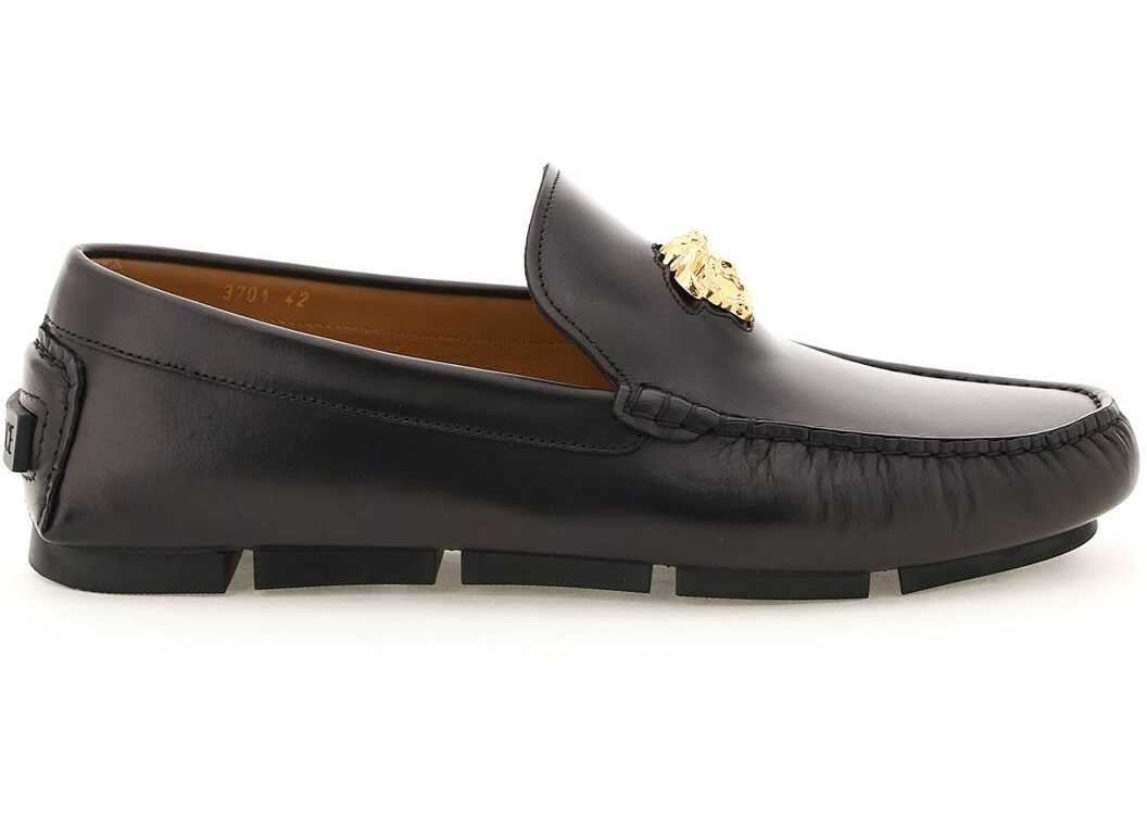 Versace \'La Medusa\' Leather Loafers BLACK VERSACE GOLD