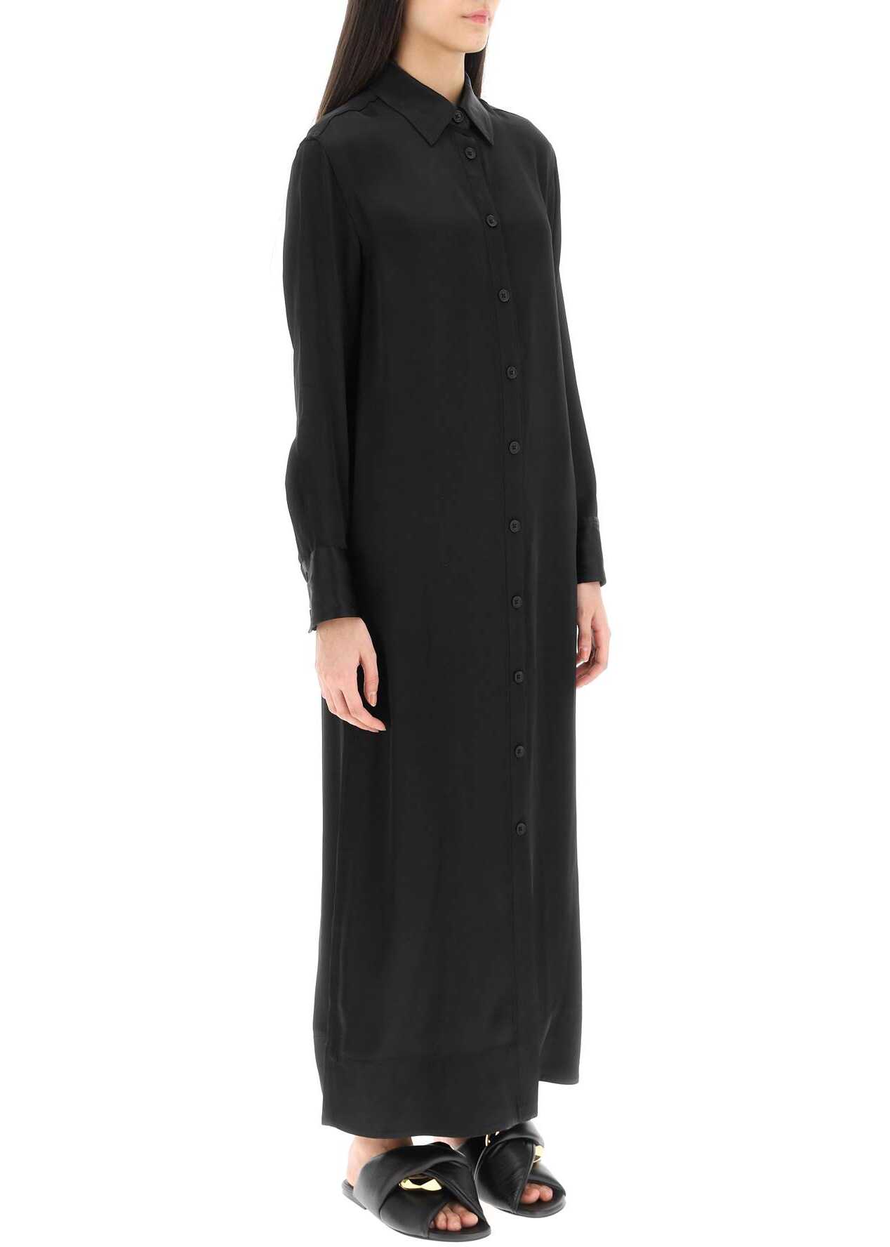 Loulou Studio \'Ara\' Long Shirt Dress In Satin BLACK
