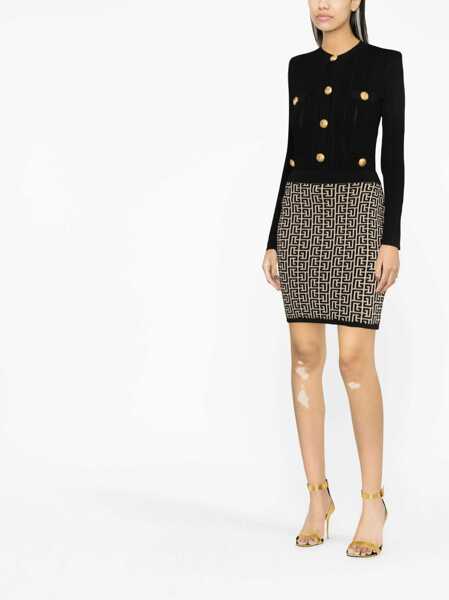 Fuste casual Balmain Monogram Skirt BLACK Femei (BM 9570254) 2