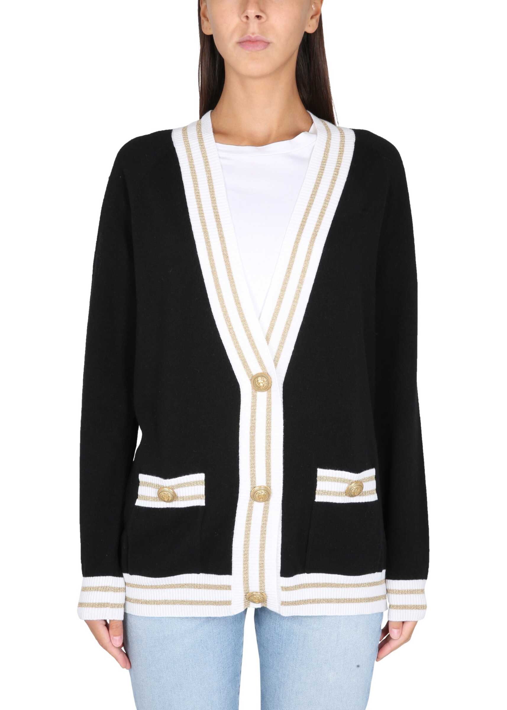 Balmain Cardigan With Logo BLACK