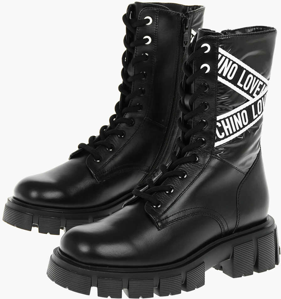 Moschino Love 5Cm Quilted Detail Wtassel50 Combat Boots With Logoed B* Black