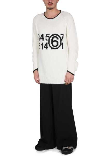 Pulovere casual MM6 Maison Margiela Jersey With Logo WHITE Barbati (BM 9570761) 2