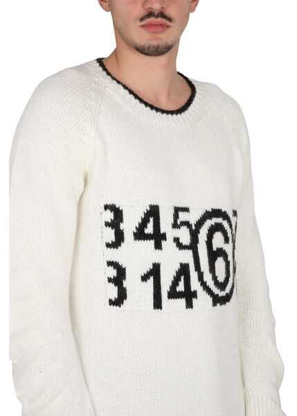 Pulovere casual MM6 Maison Margiela Jersey With Logo WHITE Barbati (BM 9570761) 4