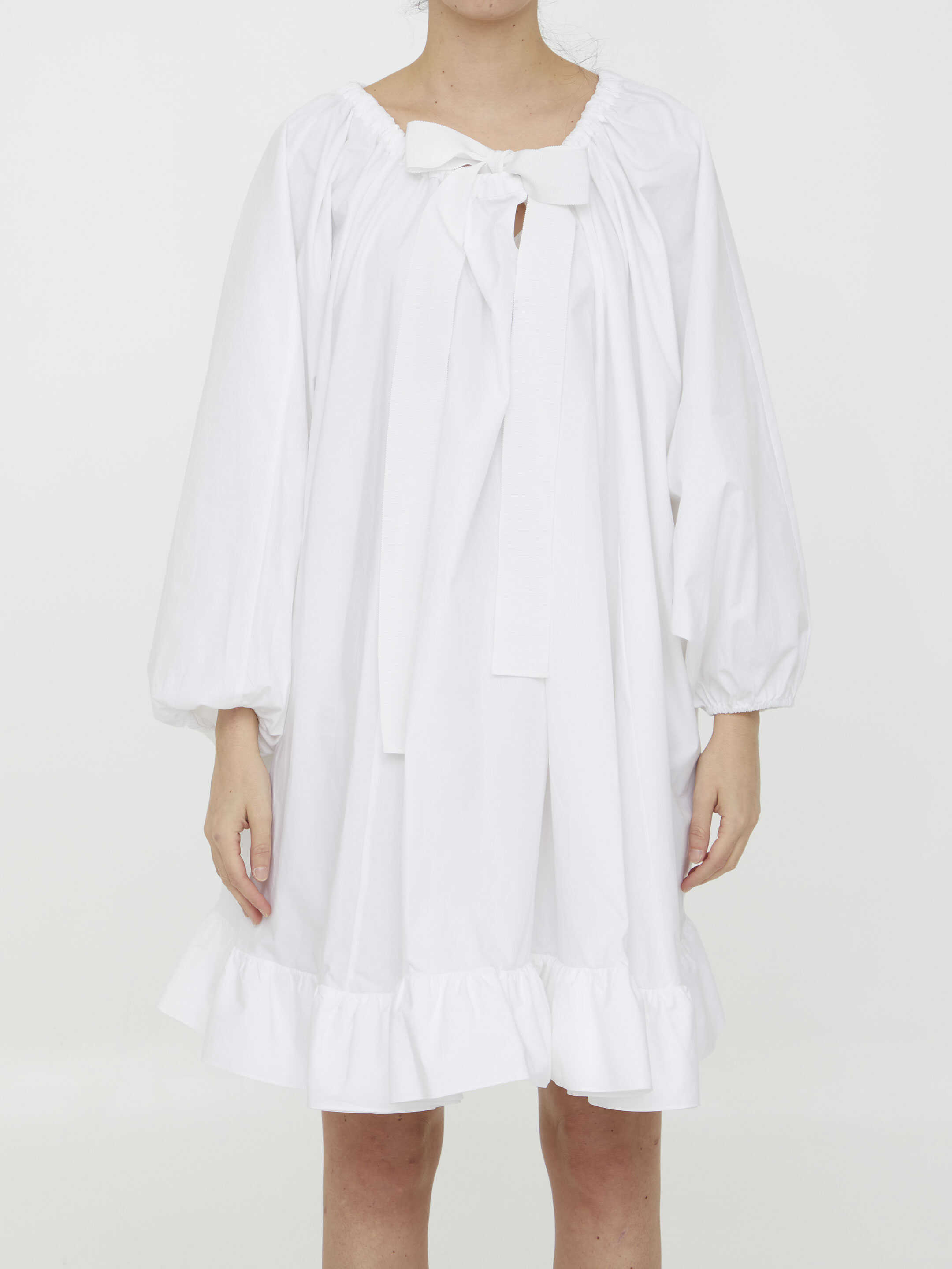 Patou Ruffled Faille Dress WHITE