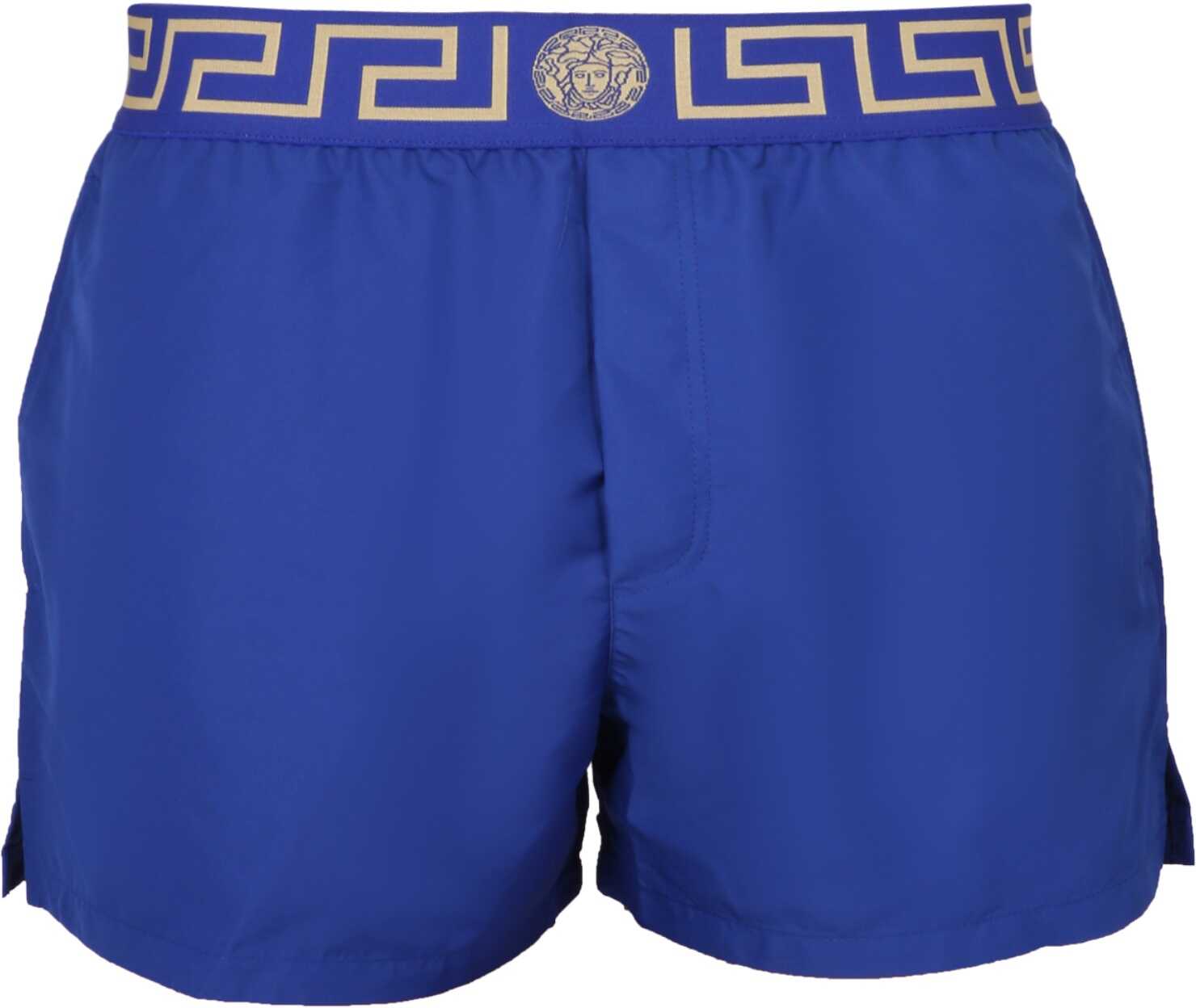 Versace Boxer Swimsuit With Greek Border BLUE